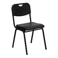 Flash bútorok HERCULES sorozat lb. Kapacitás fekete műanyag Stack szék nyitott háttal és fekete kerettel