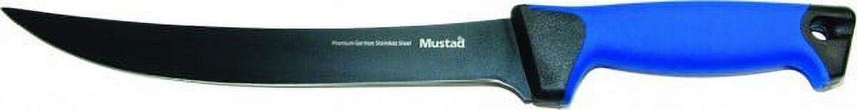 Mustad MT csontozó törés kés, fekete Teflon német SS, kék fogantyú
