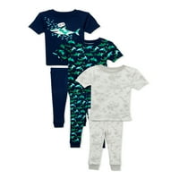 Wonder Nation Baby és kisgyermek fiú, jól illeszkedő pamut pizsamák, 6 darab, méretek 12m-5t