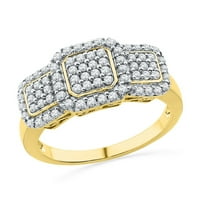 10kt sárga arany női kerek gyémánt hármas keret klaszter gyűrű