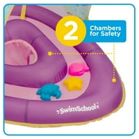 Swim School Pink Mermaid Pool Float, Grow-with-me Babahajó, gyermek medence játék korosztály 6 hónapos, bónusz játékok