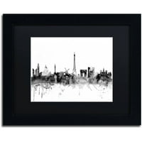 Védjegy Képzőművészet Párizs France Skyline B & W vászon művészete, Michael Tombsett, fekete matt, fekete keret