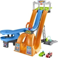 Kis emberek Hot Wheels Racing Loops torony kisgyermek jármű Playset hangokkal & játékautók