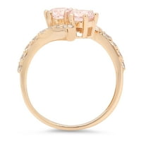 1.98 ct kerek vágott rózsaszín szimulált gyémánt 18K sárga arany gravírozás nyilatkozat menyasszonyi évforduló eljegyzési