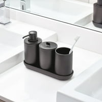 iDesign Cade 4 db-os szilárd nyomtatású műanyag fürdő kiegészítők készlet, fekete