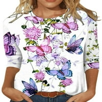 Bomotoo Női póló ujjú póló Virágmintás póló Laza tunika blúz Dailywear nyári felsők M
