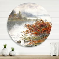 Designart 'A tó kilátása az őszi színű „hagyományos körfém fali művészet - 11 -es lemez