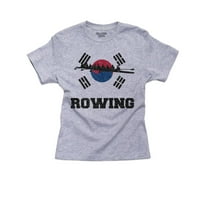 Dél-Korea Olimpiai-evezés-zászló-sziluett lány pamut Ifjúsági szürke póló