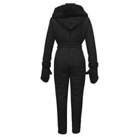 Cuoff Jumpsuits for Women Fashion Casual Thick Hot Snowboard Skisuit Outdoor Sports Zipper Ski Suit Black L