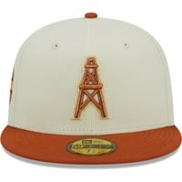 Férfi Új korszak krém narancssárga Houston Oilers Gridiron Classics City Icon 59FIFTY felszerelt kalap