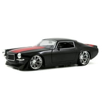 Nagy idő izom 1: öntött W Chevy Camaro G., Fekete, piros csíkokkal autó játék Jármű