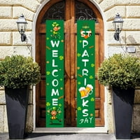Szent Patrik napja ír Ünnep Veranda jel Üdvözöljük otthon ajtó függöny Banner Dekoráció Ajtó lógó festmény lógó zászló