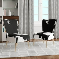 ART Designart Fekete-fehér keresztező utak i kárpitozott Modern akcentussal szék-kar szék fa karok kar székek kar szék